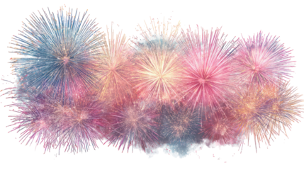 Fireworks display on transparent background