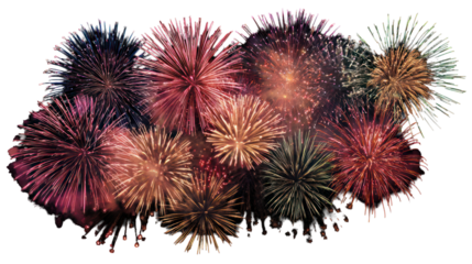 Fireworks display on transparent background
