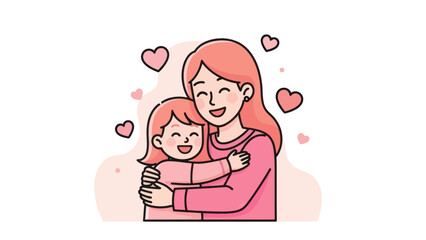 Mother and Daughter Hugging with Love and Happiness