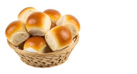 Freshly baked bread rolls in basket.