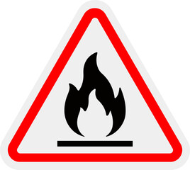 Flammable substance warning sign hazard symbol for fire risk safety icon for industrial and public areas