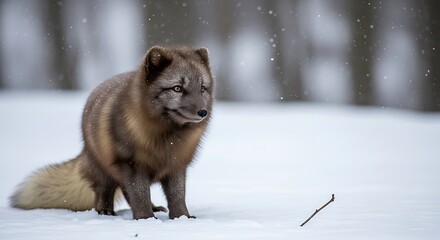 Arctic Fox in Snowy Landscape.