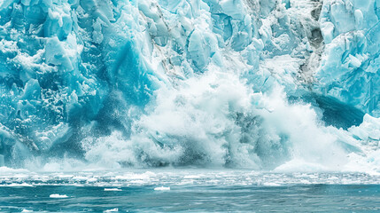 Arctic glacier breaking into ocean.