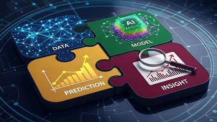 AI Data Model Prediction Insight Puzzle Pieces.