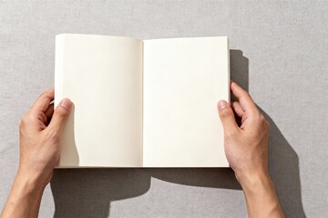 Obraz premium Hands holding open blank book