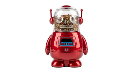 Red Robot Toy with Glass Dome Head.