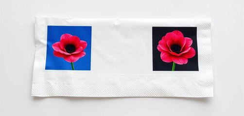 Plain white paper napkin, square shape, soft texture, crisp folds, napkin,  hygiene