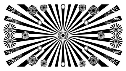 Test image for monitor calibration. widescreen video format. a geometric pattern of black rays on a transparent background.