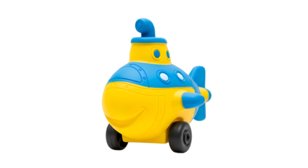 Yellow Toy Submarine with Blue Details Wheels.