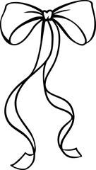 Bow ribbon silhouette in vintage coquette sketch style. Hand drawn illustration created as a whimsical vector.