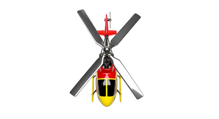 Red and Black Helicopter with Yellow Base.