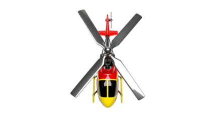 Red and Black Helicopter with Yellow Base.