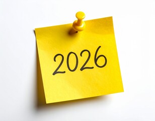 Paper Note with 2026 Written for Future Planning