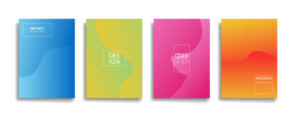 Modern Cover Design with Vibrant Colors: A set of four modern cover designs featuring a range of bright, vivid colors and minimalist, eye-catching graphics.