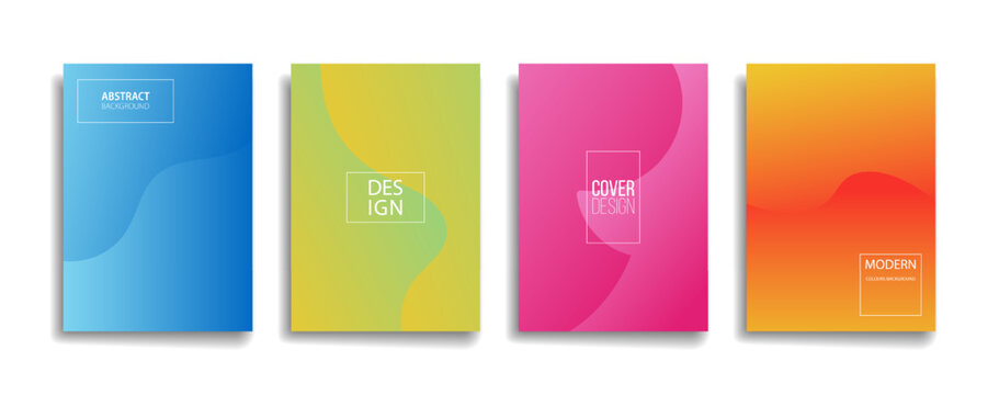 Modern Cover Design with Vibrant Colors: A set of four modern cover designs featuring a range of bright, vivid colors and minimalist, eye-catching graphics.