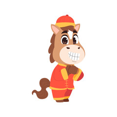 Chinese New Year Horse Greeting Pose for Greeting Cards and Event Posters