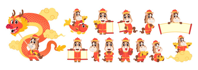 Chinese New Year Horse Design Pack for Greeting Cards and Event Posters