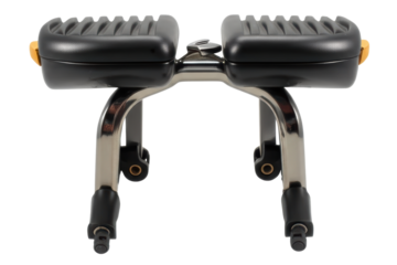 Close up detail of generic gym equipment foot pedals on a transparent background