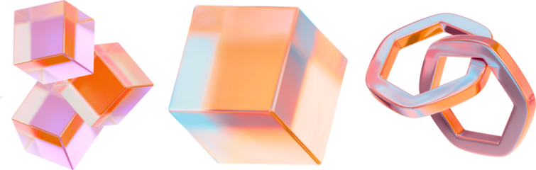 Render Realistic Holographic Geometric Shape  holographic sparkle star set. Stock  set of crystal light holographic glass cube render icons. Abstract geometric transparent block shapes with hologram