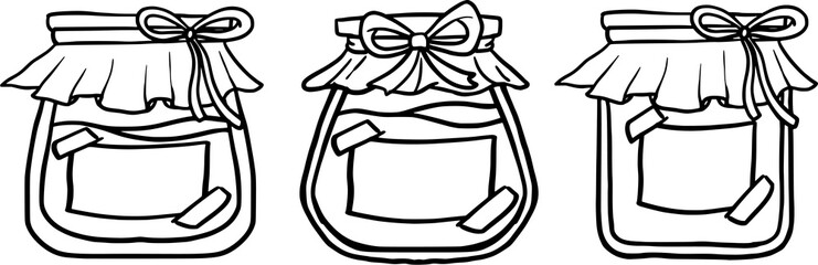 Jar outline label Set Pngs jam jar outline illustration with  label in simple line style for food packaging and homemade preserve design  Jars set stock illustration featuring a collection PNG