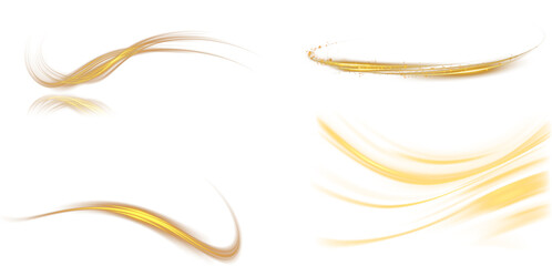 Set of Light Glow Wave Golden light wave, glowing particles, light line, magic light, isolated on dark background. golden star Gold shine wave spark light dust particles background black design PNG