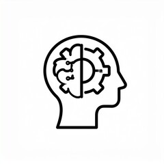 Creative human brain sketch with gears inside symbolizing innovation and intelligence