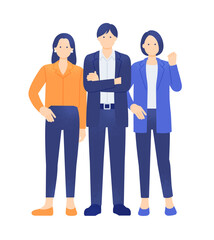 成功へ向けて意欲的なビジネスパーソン。「私たちに任せて」と自信とやる気に満ちた3人組。