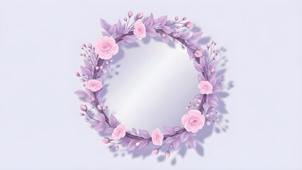 Happy valentine's day festival image with blush floral wreath mirror