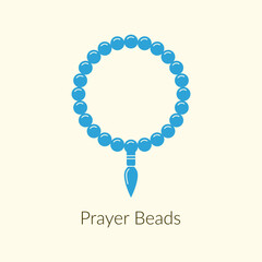 Silhouette illustration of light blue prayer beads. Worship accessory. Vector illustration.