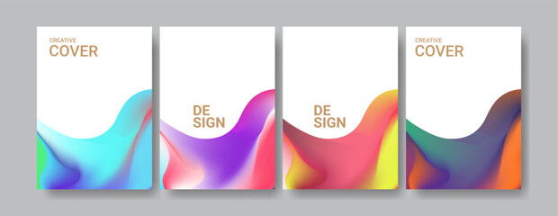 Fluid design: an abstract collection of book covers with vibrant colors, capturing the essence of creativity and elegance.