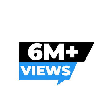 6M viewer celebration emblem, creator dashboard badge, digital success icon, audience growth label, media expansion