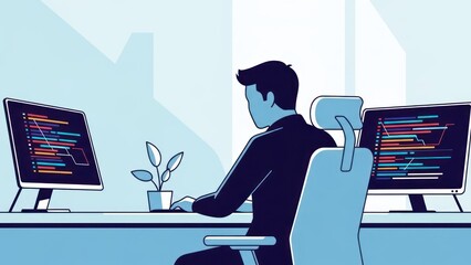 business woman working on computer