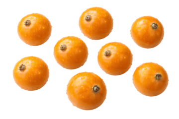fresh cape gooseberries also known as golden berry or inca berry arranged as a clean studio composition isolated on transparent background representing exotic healthy superfood concept, extracted, png