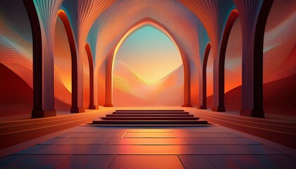 abstract architectural backdrop with a dramatic archway