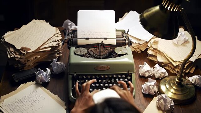 Vintage Typewriter in Action: Creative Process and Authentic Writing Experience