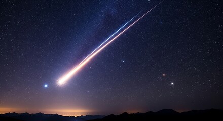Meteor Shower Streaking Across the Night Sky.