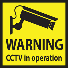 Warning Sign CCTV 24 Hour Video Surveillance Victor Illustration