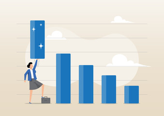 Conceptual Flat Vector Illustration of a Businesswoman Boosting Financial Growth