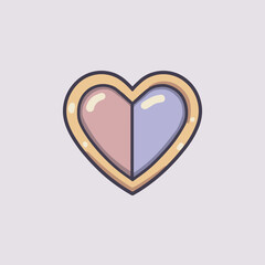 Split color pastel heart icon symbolizing balance harmony and dual emotions in clean minimal illustration style