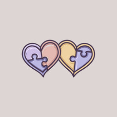Simple pastel heart illustration with soft colors and rounded lines representing love kindness and emotional warmth