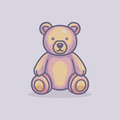 Adorable pastel teddy bear sitting with simple shapes and gentle colors illustration isolated on background