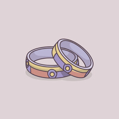 Intertwined wedding rings in pastel colors symbolizing marriage love and commitment