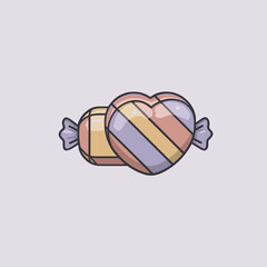 Heart shaped candy illustration in pastel tones representing romance sweetness and valentine celebration