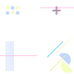 Geometric Memphis pattern background. Pastel vector frame with copy space.
