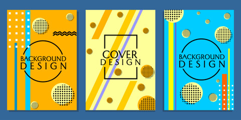Geometric Background Design Set: a set of three vibrant designs featuring geometric shapes, clean lines, and a modern aesthetic, perfect for various creative applications. 