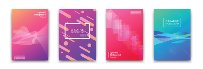 Dynamic Gradient Cover Designs: A quartet of stylish book covers showcases a range of vibrant gradient designs, exuding contemporary aesthetics and minimalist allure.