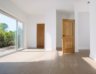 bright airy room with open door