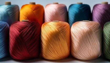 detailed view of cotton or polyester threads ready for crafting