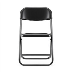 Black Metal Folding Chair &ndash; Front View on White Background.