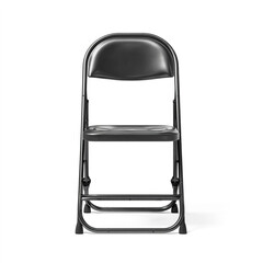 Black Metal Folding Chair &ndash; Front View on White Background.